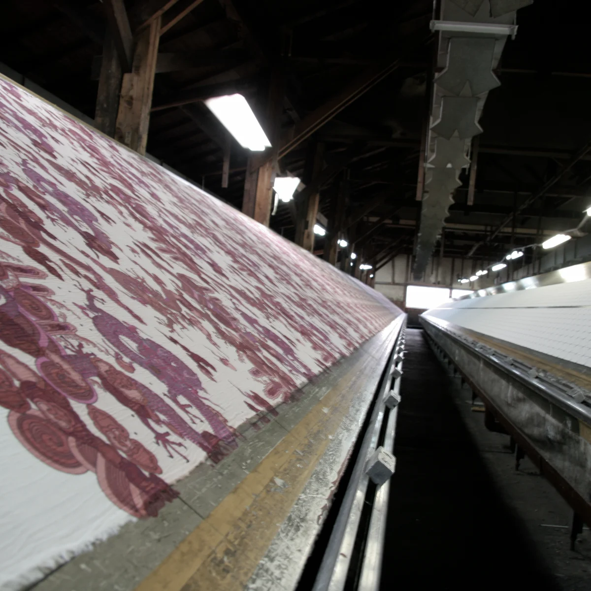 Traditional Kyoto Yuzen dyeing process on linen fabric for ring slings.