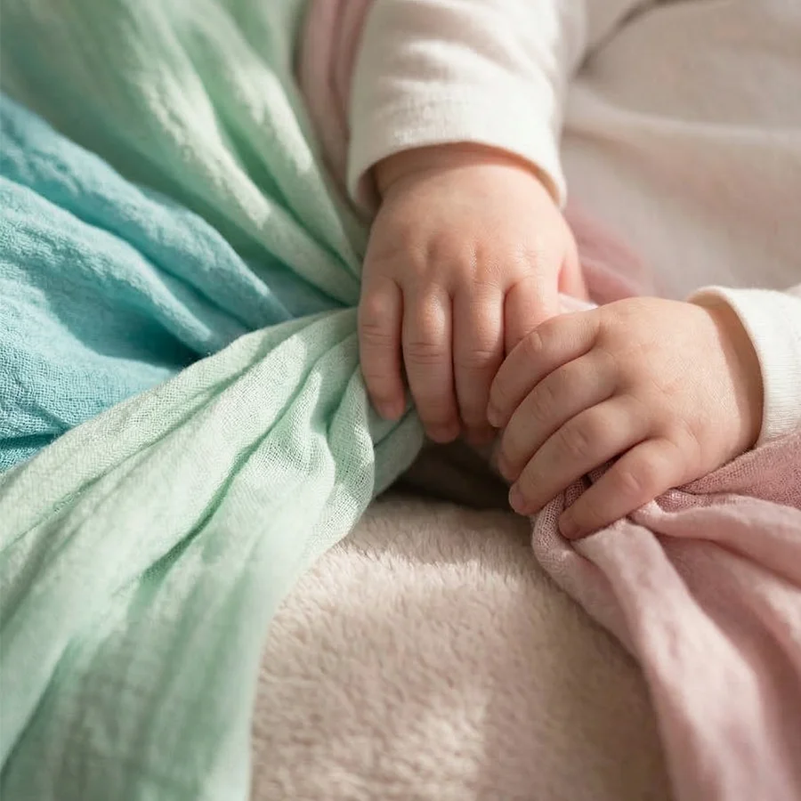 Soft on Baby’s Skin. Air flows easily through the weave, keeping both parent and child comfortable. Softness matters when a sling rests against a baby's delicate skin. PsLing fabrics are woven from carefully selected natural fibers, creating a breathable texture that feels gentle throughout the day.