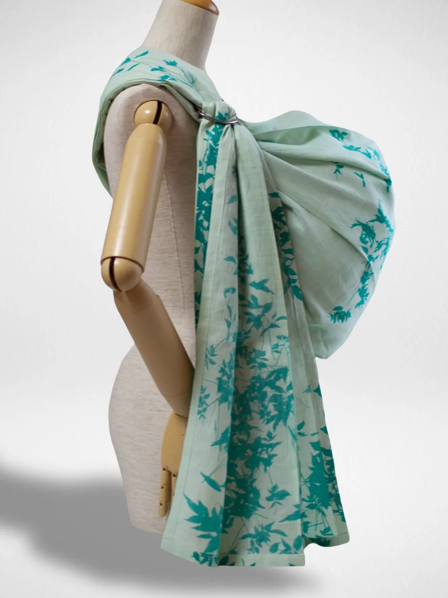 PsLing New York Avant Series - Fourre Peppermint handcrafted baby sling with refreshing intricate patterns