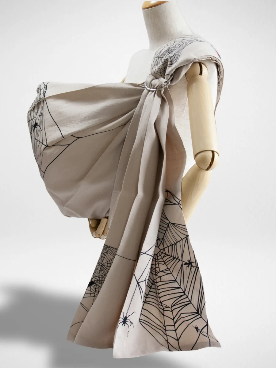 PsLing New York Avant Series - Spider Beige handcrafted baby sling featuring sophisticated pattern artistry