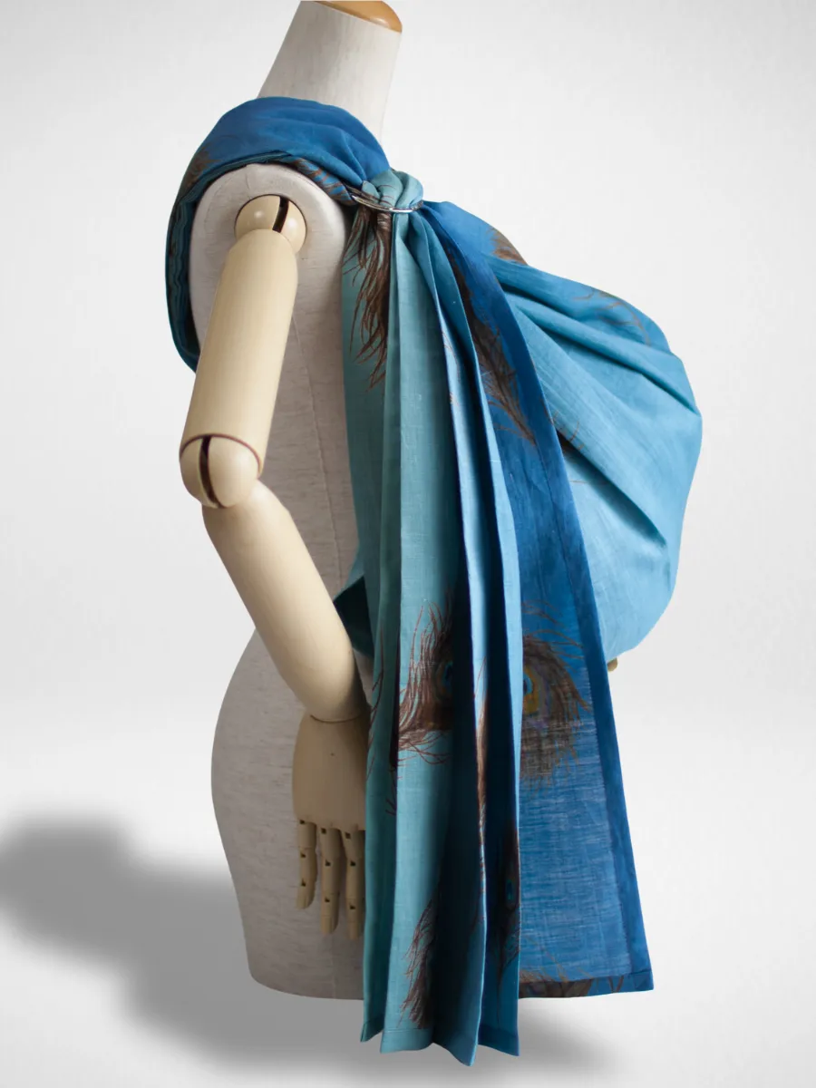 PsLing New York Avant Series - Peacock Blue Lagoon handcrafted baby sling for a striking statement