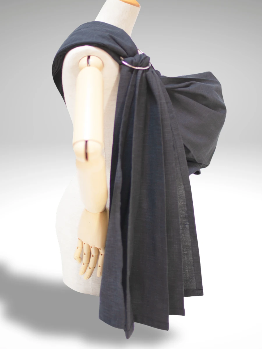 PsLing New York Essential Series - Deep black soft cotton baby sling with a refined and elegant presence