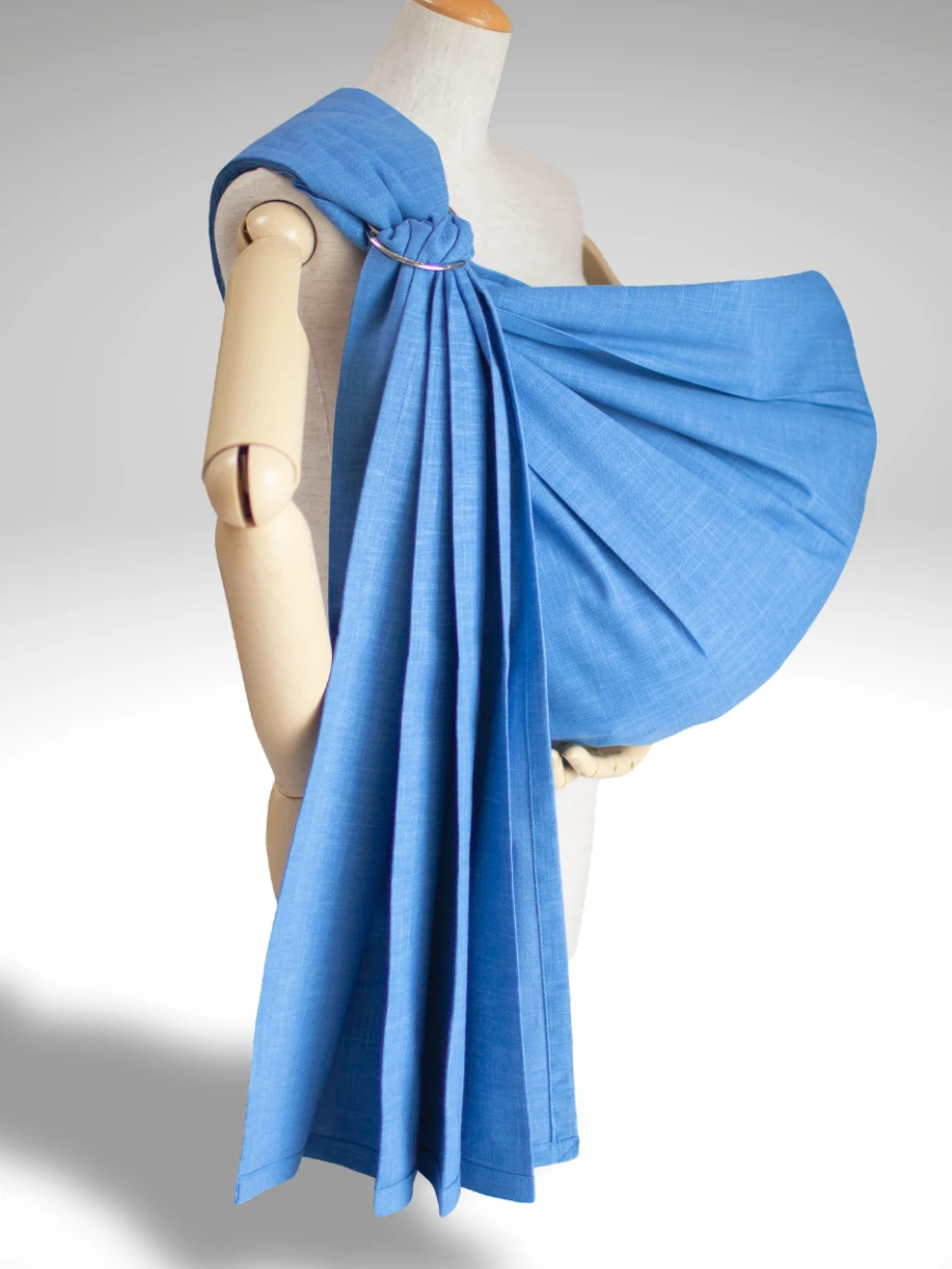 PsLing New York Essential Series - Clear marine blue soft cotton baby sling for a refreshing lightness