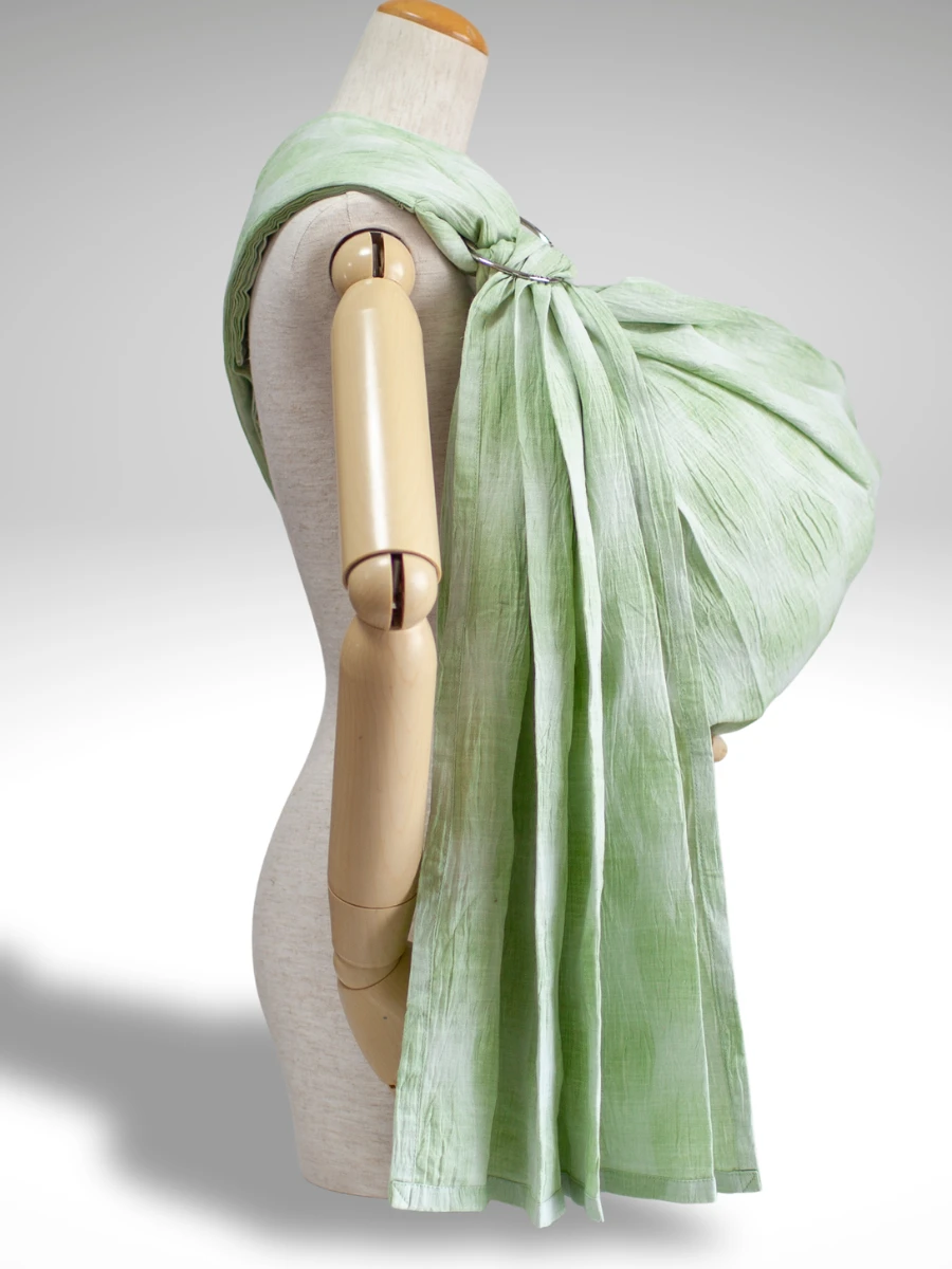 PsLing New York Wave Series - Lau handcrafted baby sling featuring a fresh green wave-like organic gradation