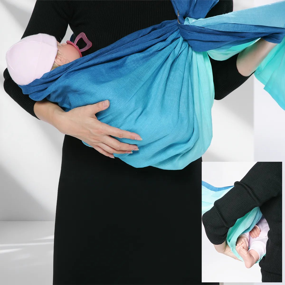 Step 10: Sliding into Comfort. Gently slide your baby's buttocks into the deepest part of the pouch. Keep their legs softly tucked inside, mimicking their natural position in the womb.
